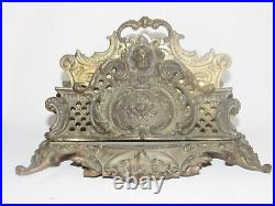 05J19 ANCIEN PORTE COURRIER SCULPTURE EN BRONZE PUTTI FIN XIXe SIECLE BUREAU