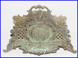 05J19 ANCIEN PORTE COURRIER SCULPTURE EN BRONZE PUTTI FIN XIXe SIECLE BUREAU