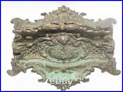 05J19 ANCIEN PORTE COURRIER SCULPTURE EN BRONZE PUTTI FIN XIXe SIECLE BUREAU