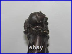 08J13 ANCIENNE STATUE SCULPTURE EN BRONZE ET ONYX PIERROT LA LUNE XIXe SIECLE