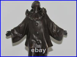 08J13 ANCIENNE STATUE SCULPTURE EN BRONZE ET ONYX PIERROT LA LUNE XIXe SIECLE