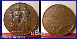 1831 Rare Médaille Bronze Pologne Héroique par Barre Poland