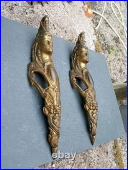 2 Ornements Cariatides En Bronze Pour meuble XIXe Siècle
