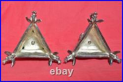 2x BOUGEOIR style RENAISSANCE bronze argenté XIXe 19e siècle candlestick 19th