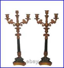 3445 très belle paire de chandelliers bronze XIX siècle époque empire