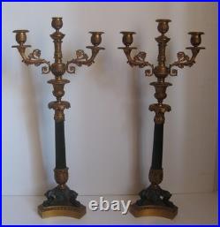 3445 très belle paire de chandelliers bronze XIX siècle époque empire