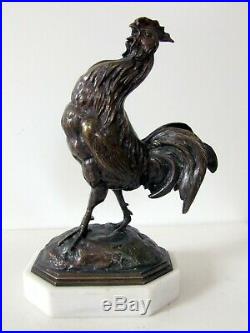A. BARYE (1839-1882) authentique bronze du XIX eme siècle coq art deco