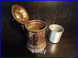 ANCIEN-Nécessaire FUMEUR-BRONZE-TABAC-PLATEAU-XIXe siècle-26.5x46cm-fleur de lys