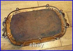 ANCIEN-Nécessaire FUMEUR-BRONZE-TABAC-PLATEAU-XIXe siècle-26.5x46cm-fleur de lys