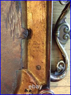 ANCIEN-Nécessaire FUMEUR-BRONZE-TABAC-PLATEAU-XIXe siècle-26.5x46cm-fleur de lys