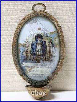 Ancien Bénitier Fixé sous verre ND de Fourvière XIX-XXe siècle