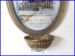 Ancien Bénitier Fixé sous verre ND de Fourvière XIX-XXe siècle