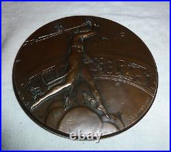 Ancien Grande Médaille Iris Tsf Graveur P. M. Dammann 1927 Bronze Diametre 100 MM