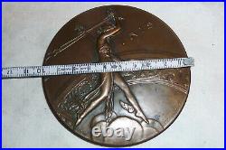 Ancien Grande Médaille Iris Tsf Graveur P. M. Dammann 1927 Bronze Diametre 100 MM