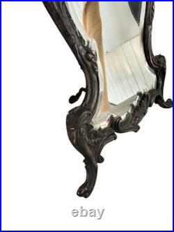 Ancien Miroir De Table bronze baroque XIXe siècle Floral Rococo Decoration