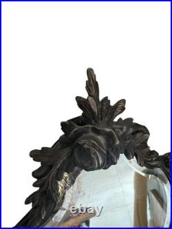 Ancien Miroir De Table bronze baroque XIXe siècle Floral Rococo Decoration