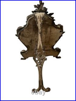 Ancien Miroir De Table bronze baroque XIXe siècle Floral Rococo Decoration Retro