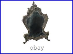 Ancien Miroir De Table bronze baroque XIXe siècle Floral Rococo Decoration Retro