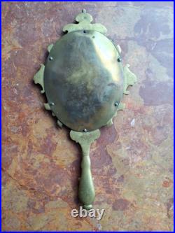 Ancien Miroir Face A Main, En Bronze. XIXe Siècle. Vintage, Déco Rétro