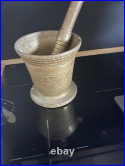 Ancien Mortier et Pilon d'Apothicaire en Bronze XIXe siècle