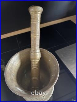 Ancien Mortier et Pilon d'Apothicaire en Bronze XIXe siècle
