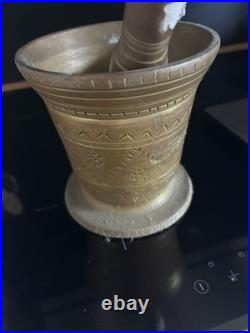 Ancien Mortier et Pilon d'Apothicaire en Bronze XIXe siècle