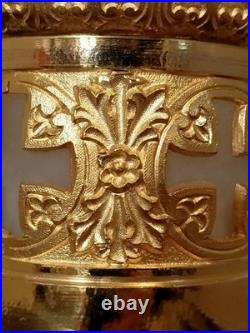 Ancien Sceau Pour Eau Bénite XIXe Siècle Bronze Doré Et Verre