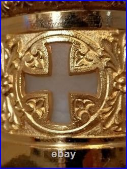 Ancien Sceau Pour Eau Bénite XIXe Siècle Bronze Doré Et Verre