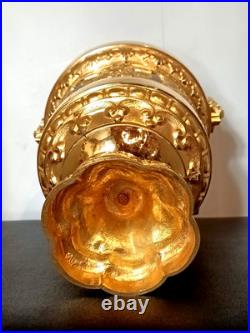Ancien Sceau Pour Eau Bénite XIXe Siècle Bronze Doré Et Verre