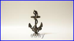 Ancien Sceau Tampon en bronze ancre de marine entourée de cordage XIXe siècle