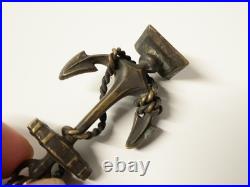 Ancien Sceau Tampon en bronze ancre de marine entourée de cordage XIXe siècle