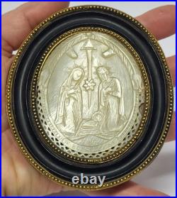 Ancien XIXe siècle. Cadre en ébène en bronze Ormolu en bronze sculpté à la ma