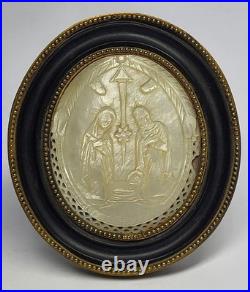 Ancien XIXe siècle. Cadre en ébène en bronze Ormolu en bronze sculpté à la ma