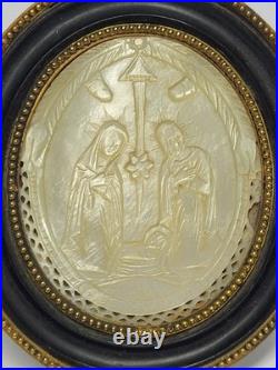 Ancien XIXe siècle. Cadre en ébène en bronze Ormolu en bronze sculpté à la ma