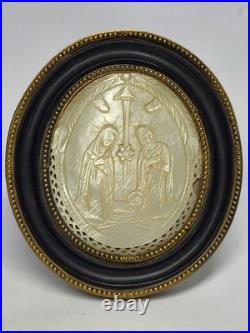 Ancien XIXe siècle. Cadre en ébène en bronze Ormolu en bronze sculpté à la ma