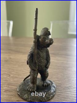 Ancien bronze animalier ours militaire fin XIX siècle DLG Fratin