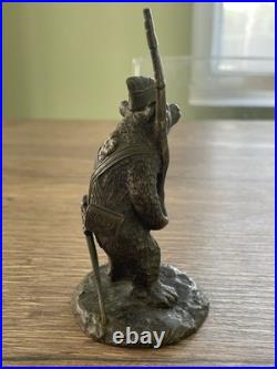 Ancien bronze animalier ours militaire fin XIX siècle DLG Fratin