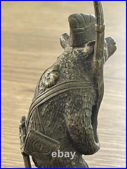 Ancien bronze animalier ours militaire fin XIX siècle DLG Fratin