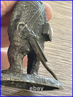 Ancien bronze animalier ours militaire fin XIX siècle DLG Fratin
