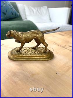 Ancien bronze doré animalier chien de chasse XIX siècle