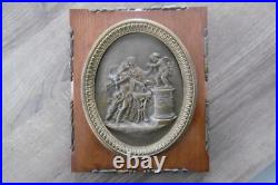 Ancien cadre médaillon bas relief en bronze ange XIX siècle Napoléon III