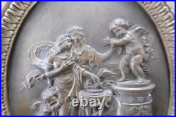 Ancien cadre médaillon bas relief en bronze ange XIX siècle Napoléon III