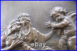 Ancien cadre médaillon bas relief en bronze ange XIX siècle Napoléon III