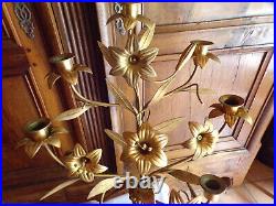 Ancien candélabre, objet religieux, bougoir, fleurs, 7 feux, XIXe siècle Ancien candélabre, objet religieux, bougoir, fleurs, 7 feux, XIXe siècle