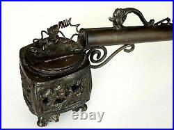 Ancien encrier portatif de voyage yatate en bronze du Japon XIXe siècle