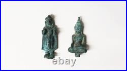 Ancien ensemble de deux Bouddhas miniatures en bronze Asie XIXe siècle ou avant