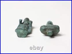 Ancien ensemble de deux Bouddhas miniatures en bronze Asie XIXe siècle ou avant