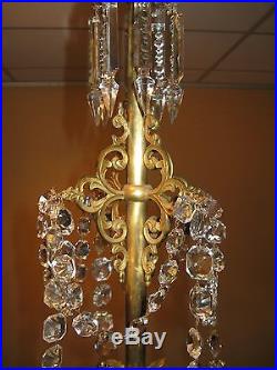 Ancien et grand lustre pampilles cristal et bronze XIX ème siècle (Baccarat)