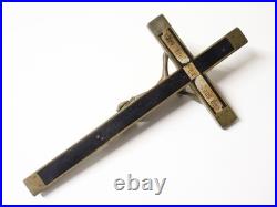 Ancien grand et beau Crucifix en bois et bronze à suspendre XIX-XXe siècle