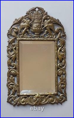Ancien miroir biseauté en bronze Victorien / Baroque Style XIXe siècle